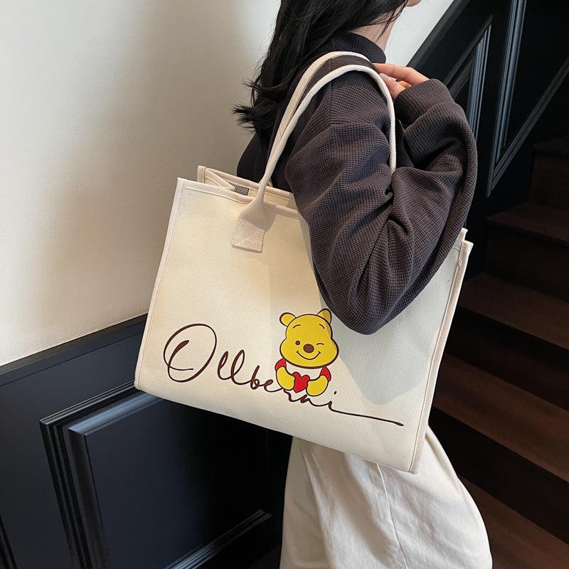 2025 New Printed Large Capacity Canvas One Shoulder Handbag Cartoon Cute Fashion Student Commuter Bag for Class
