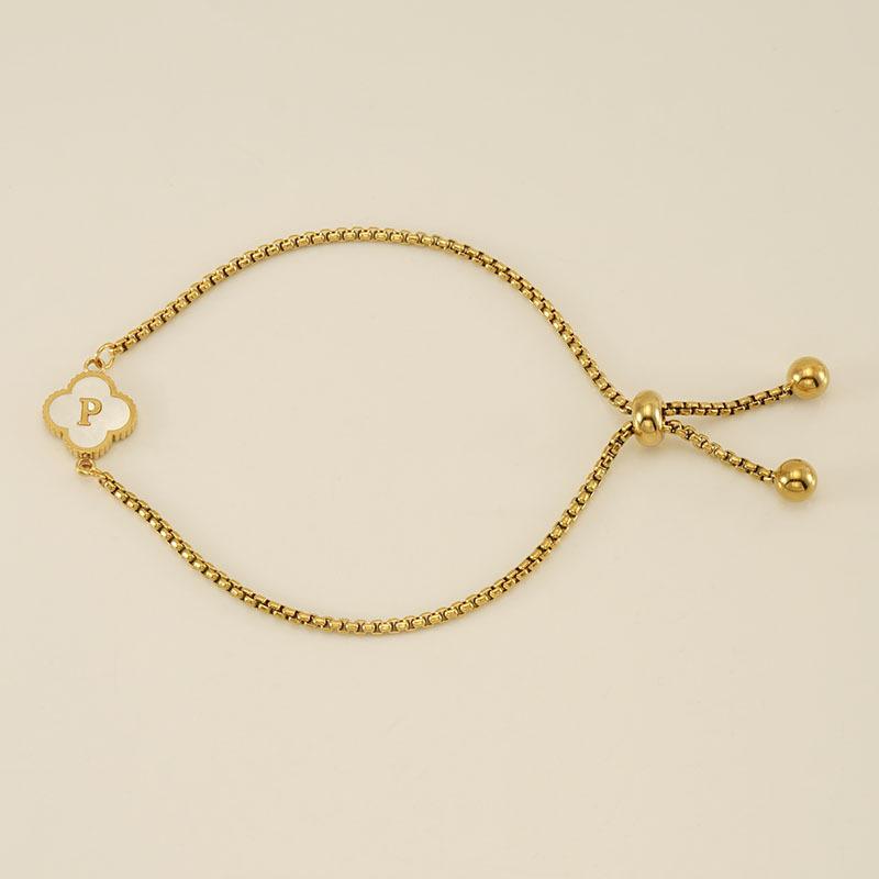 Stainless Steel Shell Clover Letter Bracelet Unique Design Fashionable Wrist Jewelry for Women