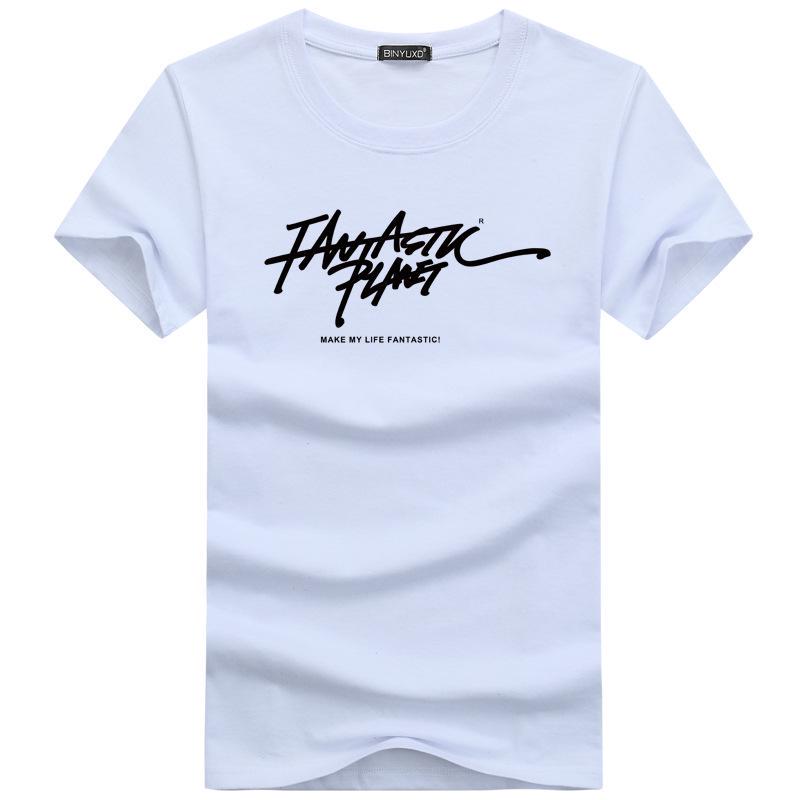 

2018 Мужская футболка в корейском стиле с коротким рукавом и круглым вырезом - летний тренд M