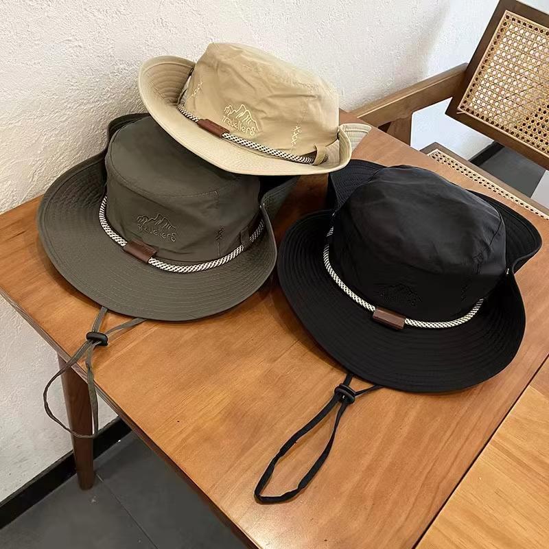 Cappello da cowboy a tesa larga per l'estate, da esterno, con protezione UV, per escursionismo, campeggio, parasole, da uomo e da donna, tinta unita, pieghevole, Panama
