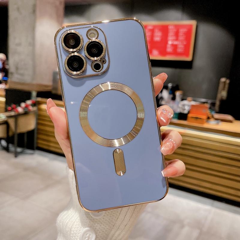 Luxus Magsafe Wireless Charge Telefonhülle für iPhone 15 14 13 12 11 Pro Max Plus Magnetische Galvanik Stoßstange Silikonhülle