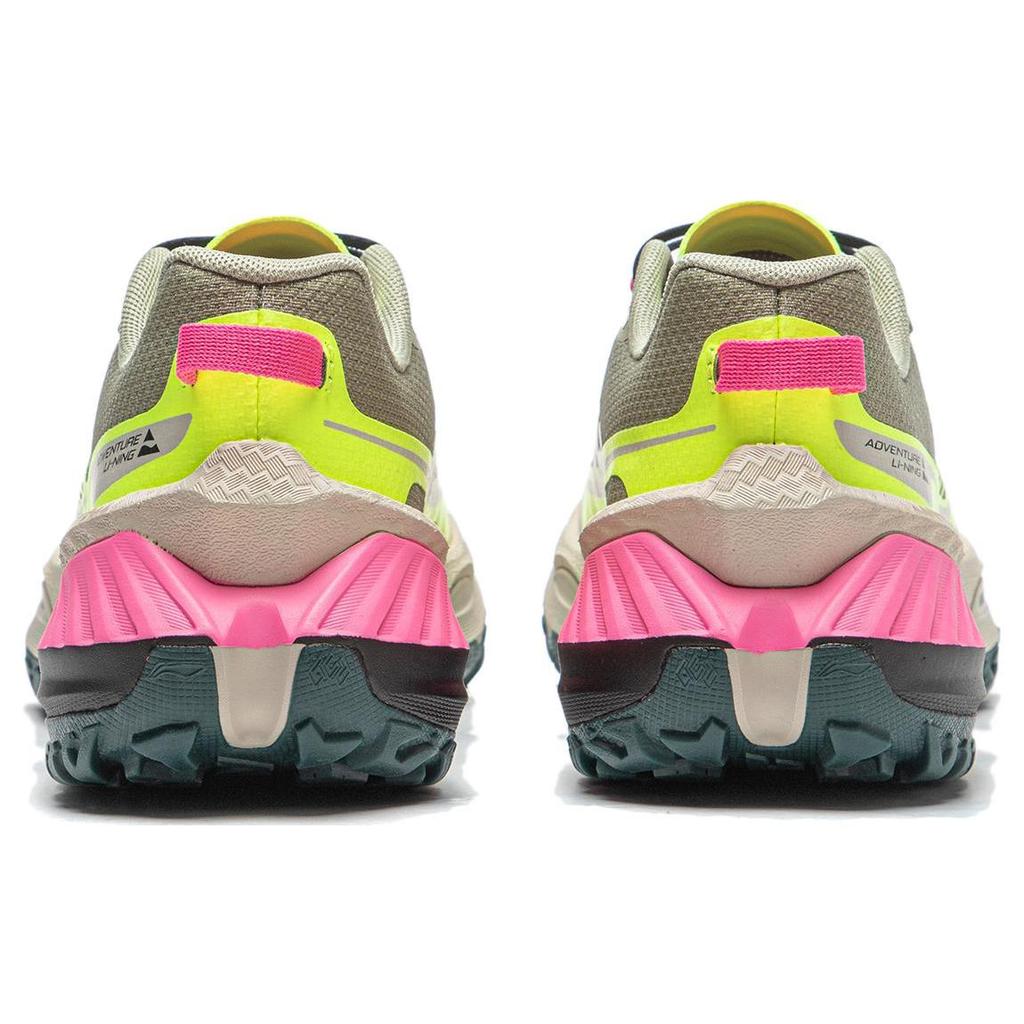 Li Ning Cushioning Slip Resistant Abrasion Resistant Low top Trail Running Shoes Women's Green Yellow ARNT004-6