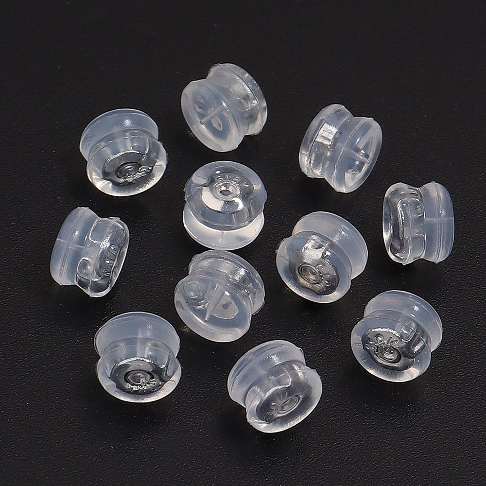 10pcs Silicone Rubber Ear Back Stoppers Hamburger Ear Plugs For Jewelry Making DIY 18K Gold Plated Brass Earring Filled Supplies