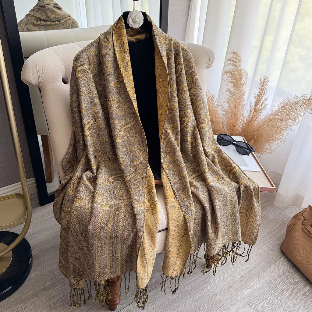 Damen Ethno-Stil Kaschu-Schal Imitation Kaschmir Schal Doppelzweck Reise Draußen Dekorschal