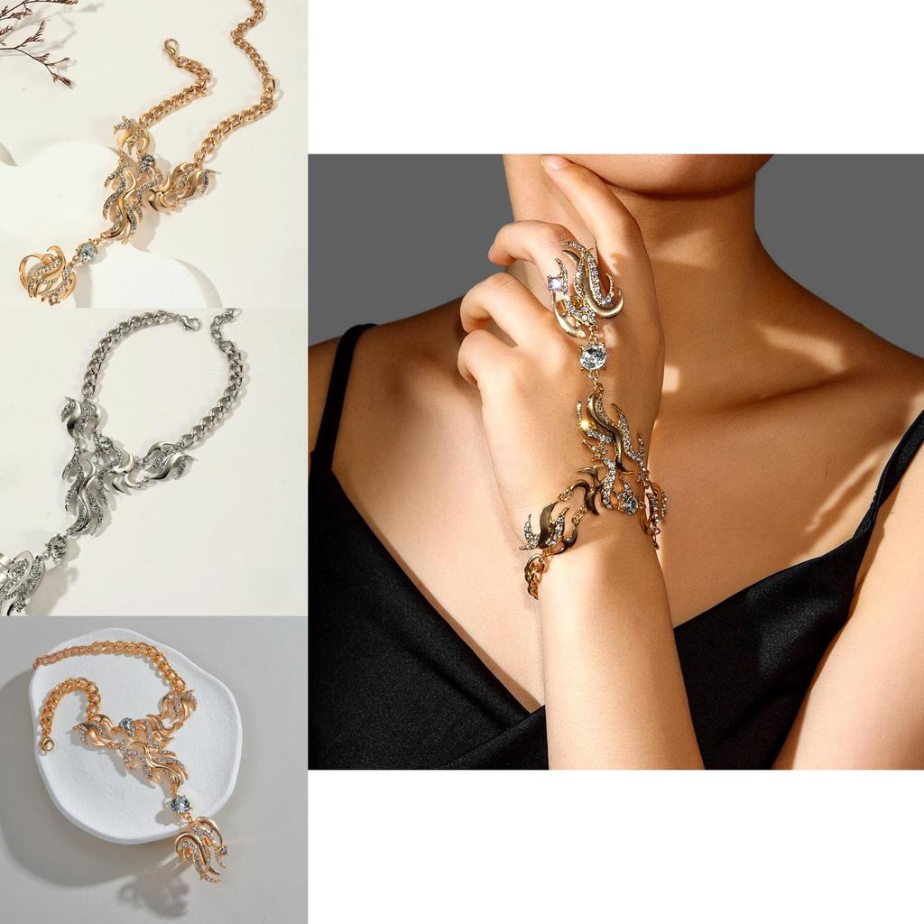 Contemporary Alloy Water Diamond Finger Bracelet For Women Travel Souvenir