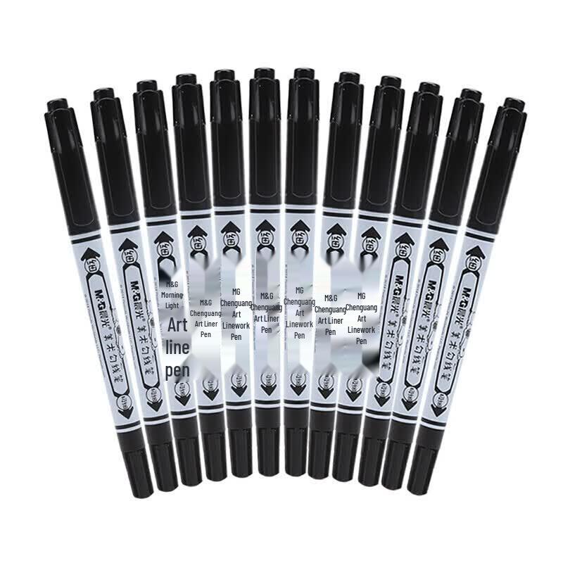 M&G Snoopy Ocean Double-Ended Black Marker Pen (12-Pack)