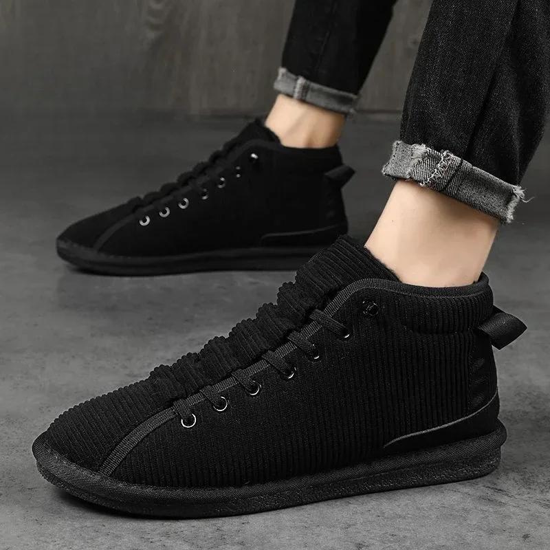 Comfortable Lace Up Male Winter Shoes Flat Men's Snow Boots New In Fashion Original Deals Warm Cold Proof Footwear Fleece Brands