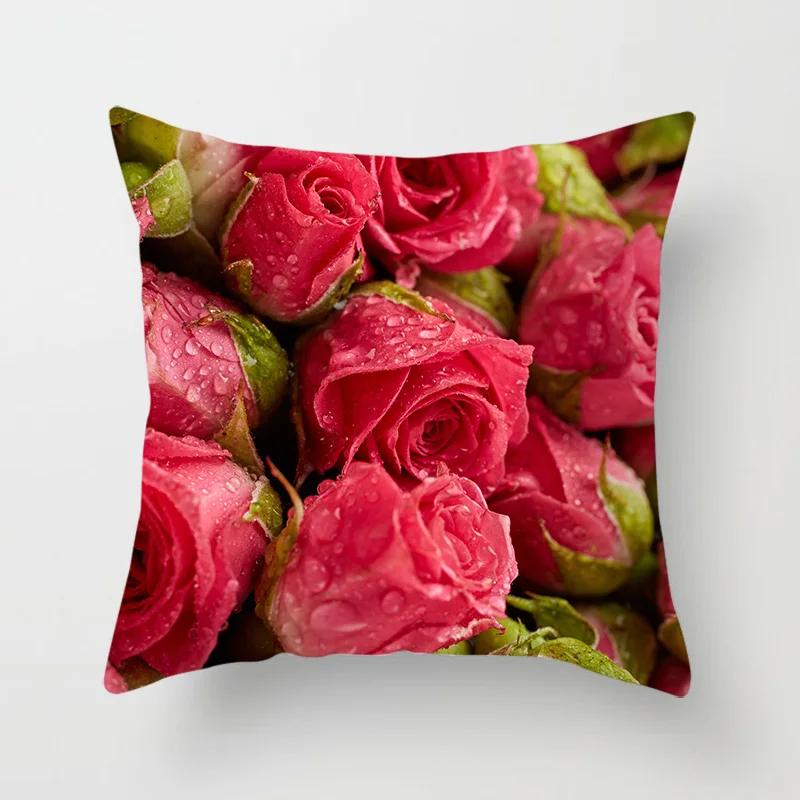 Floral Print Throw Pillow Cover Living Room Sofa Decor Car Office Seat Cushion   Home  45x45 cm