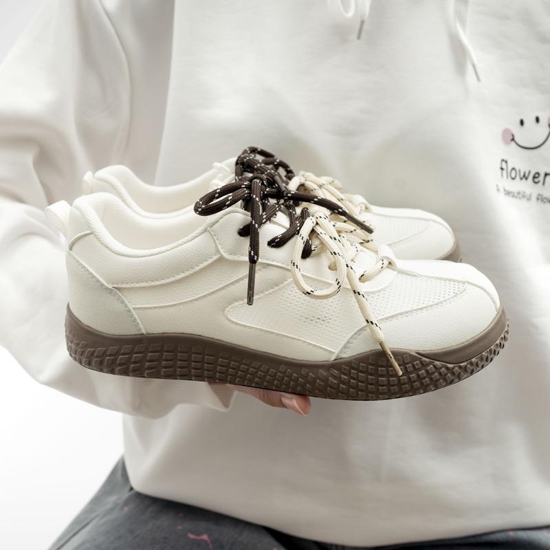 Women’s Vintage Trainer Shoes 2025 Summer - Mesh Breathable White Casual Sneakers for School Girls