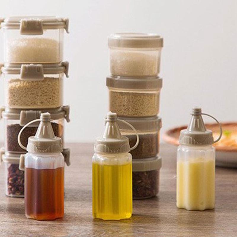 4pcs Seasoning Boxes For Home Use Transparent Sauce Extrusion Bottles Outdoor Barbecue Seasoning Bottles Kitchen Seasoning Cans