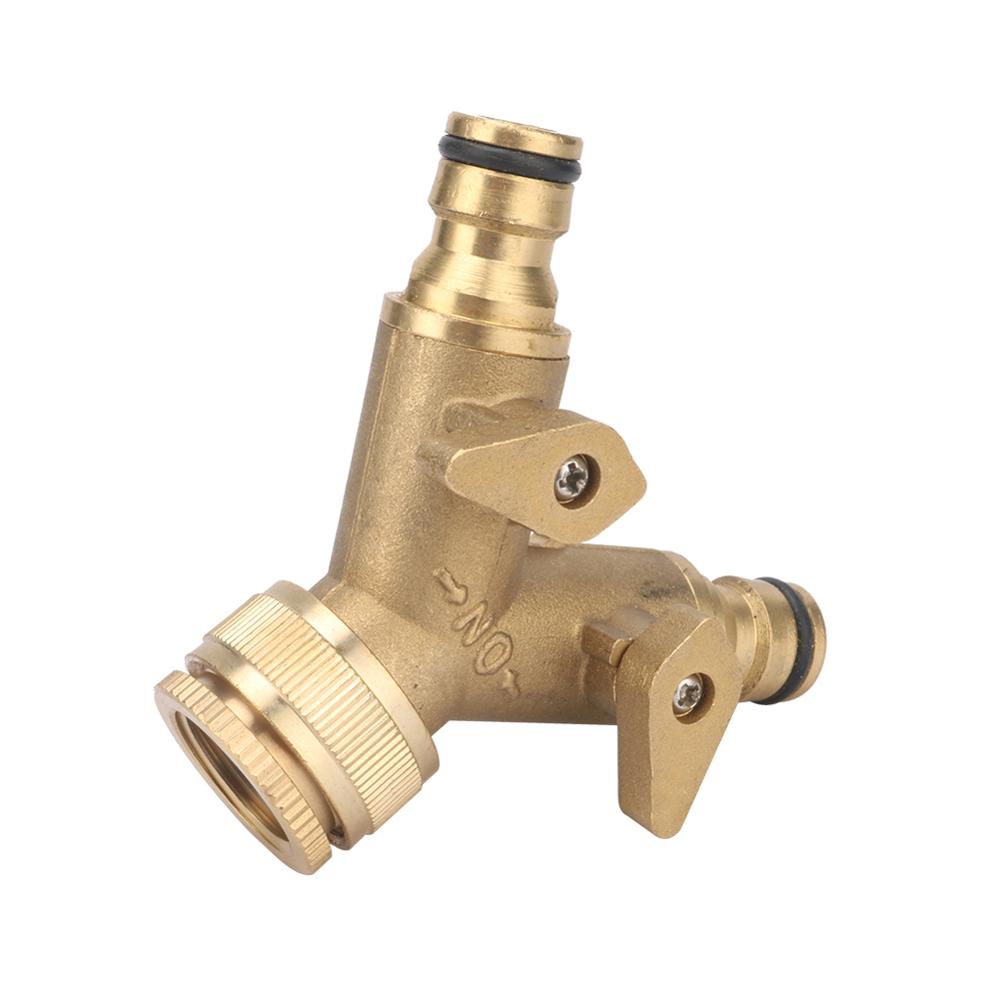 Brass 1/2" To 3/4" Female Thread Y Shape Ball Valve Two Way Water Splitter Garden Tap Quick Connector Irrigation Valve 1Pc