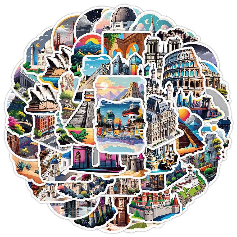 50 Europäische Reise Graffiti Aufkleber: Wasserdichte Dekorative Aufkleber für Wasserflaschen, Computer & Handys