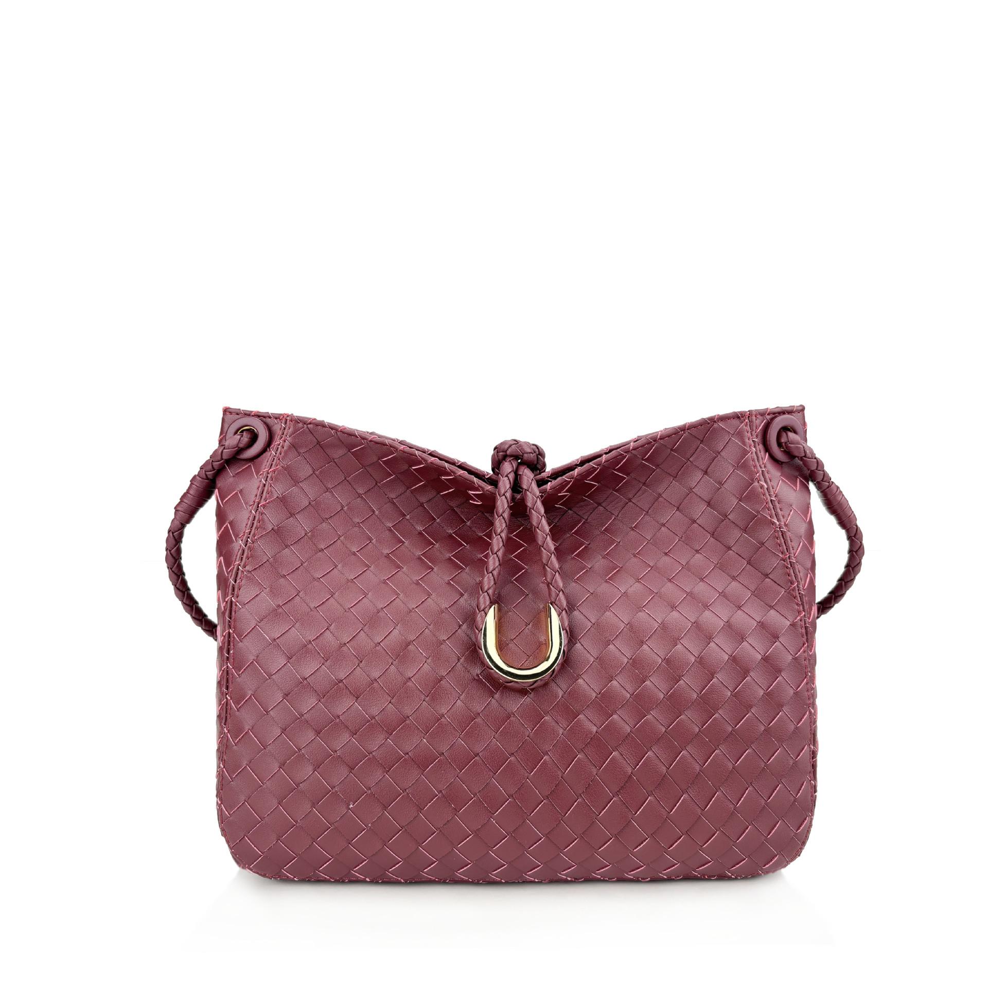 

2025 Ранняя Большая Сумка с Квадратной Пряжкой Модная Кожаная Женская Сумка Плетеная Сумка-Тоут Сумка на Одно Плечо Сумка через Плечо 30x8.5x24cm вино красного