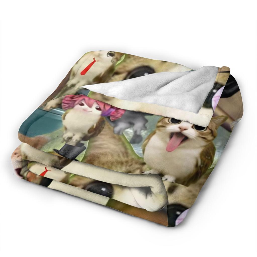 Meowl Katze Eule Meme Wurfdecke für Sofa Weiche Gemütliche Plüschdecke 50x60 Zoll Mehrere Größen Tagesdecken für Alle Jahreszeiten
