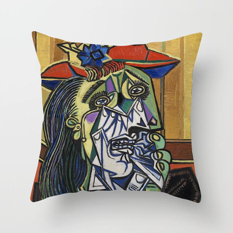 

Абстрактная женская подушка, художественная наволочка, украшение для дивана, полиэстеровая подушка, картина маслом Пикассо, наволочка с принтом 40X40CM