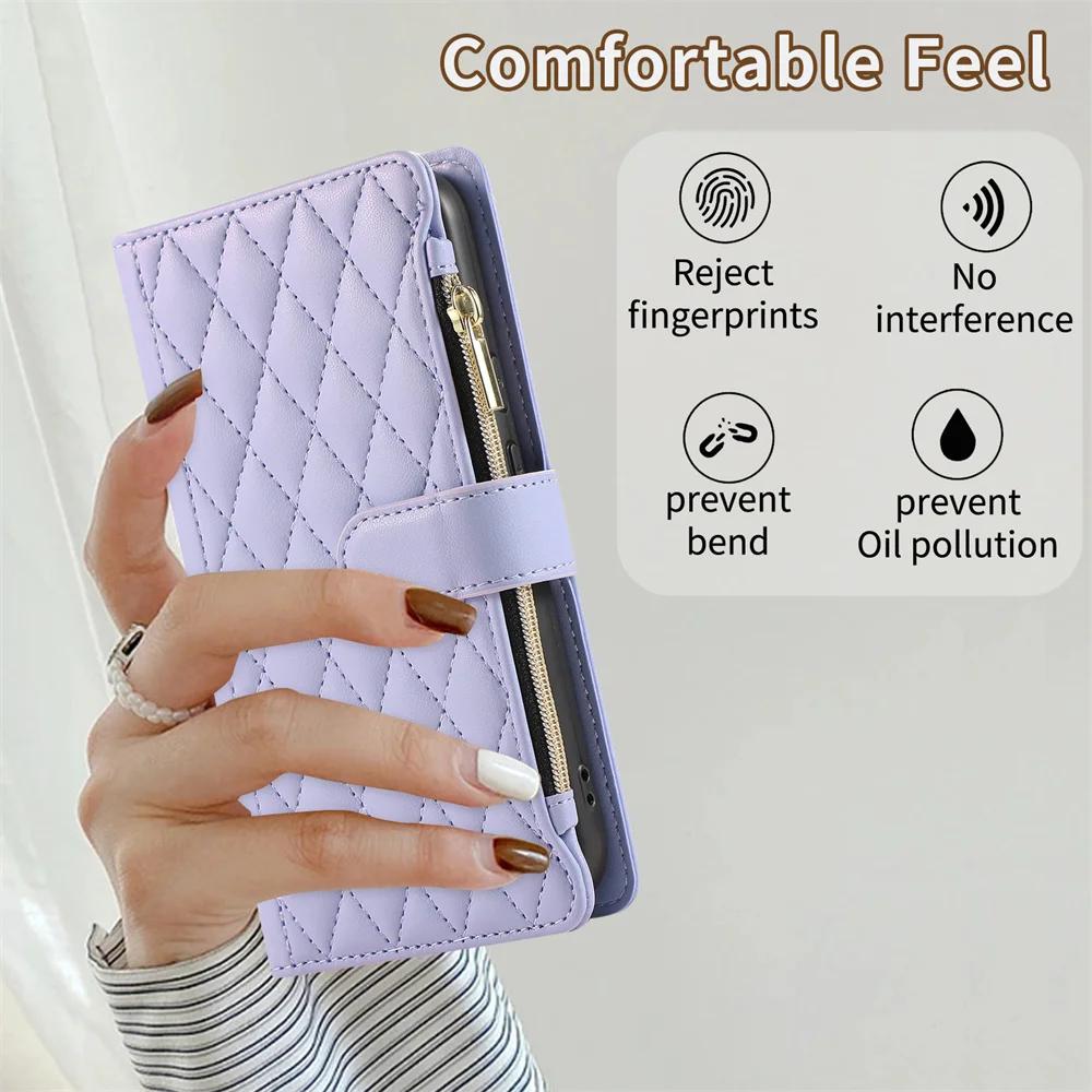 Luxury Crossbody Wrist Strap Zipper Leather Wallet Phone Case for Google Pixel 8 7 6 Pro 8A 7A 6A Magnetic Slot Card Bag Cover