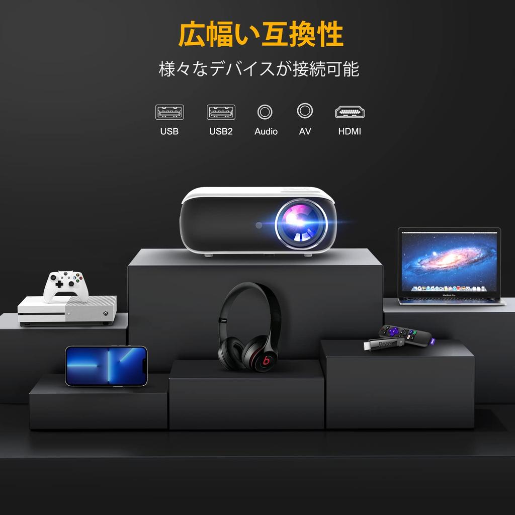 Kostengünstiger HAPPRUN-Projektor für Zuhause, 1080P 4K, hoher Bluetooth-Niedrigenergie-Kleinprojektor für Zuhause, Projektionsleinwand, Zoom, Keystone-Deckenplayer, Fernbedienung