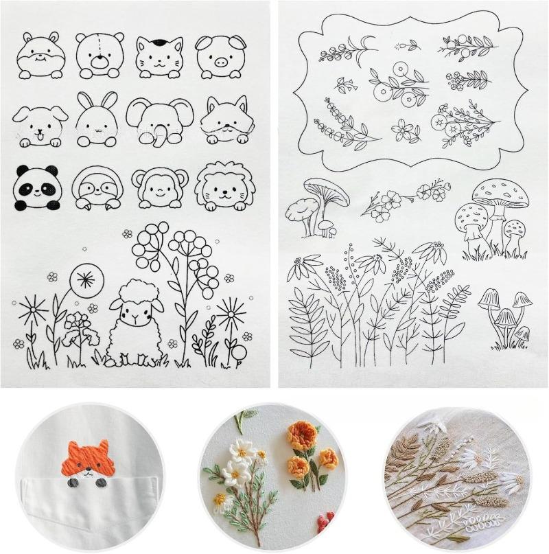 A4 Koi Fish Airplane Ball Suit Pattern Embroidery Stabilizer - Self-Adhesive Water-Soluble Nonwoven Fabric for Easy Stitching