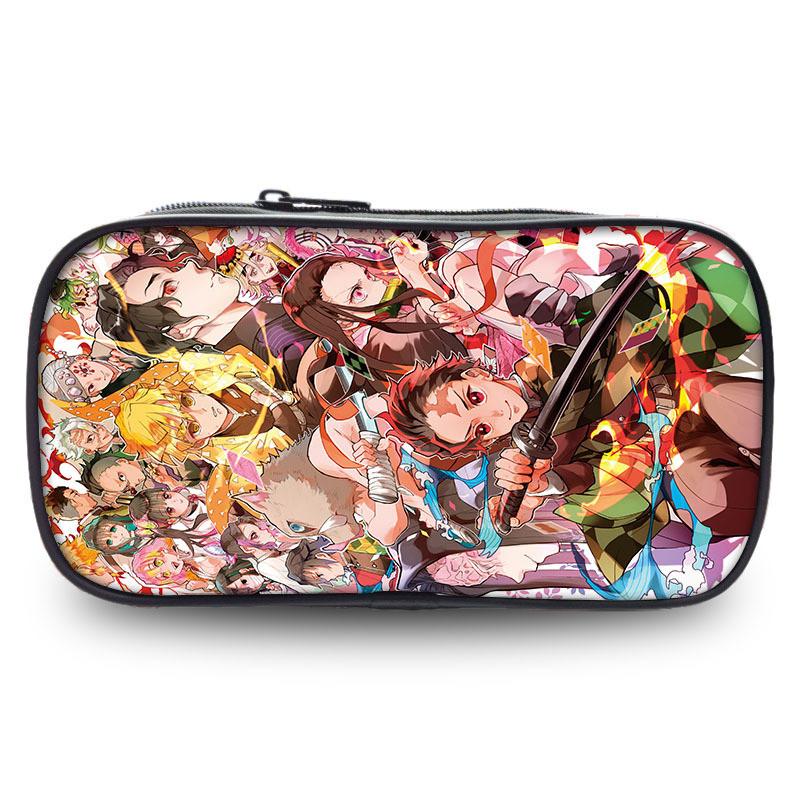 Cute Demon Slayer Pen Pouch Large Capacity Oxford Fabric Versatile Pencil Bag