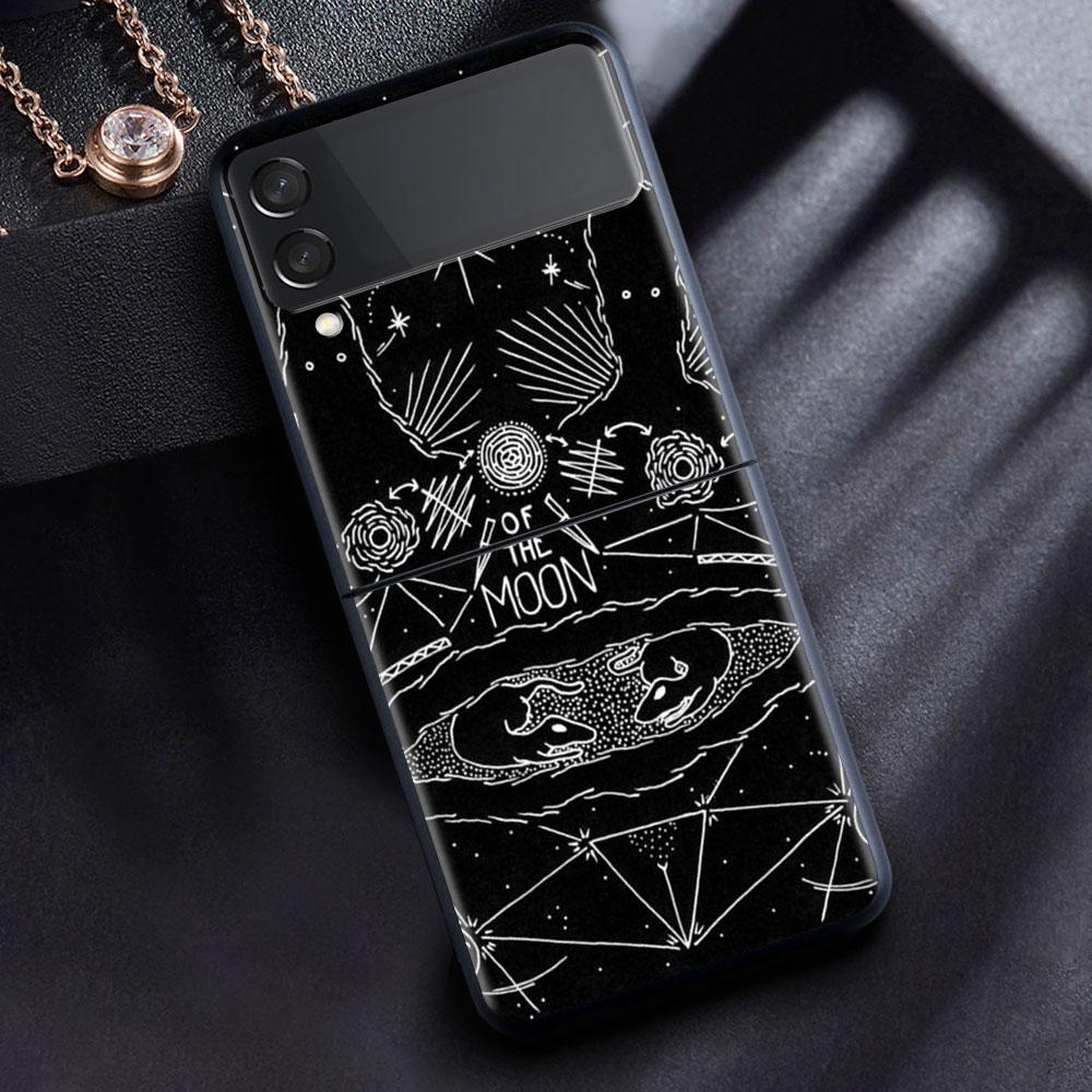 

Для Samsung Galaxy Z Flip 3 5G Роскошный матовый черный жесткий чехол для телефона ZFlip 3 противоударный чехол Fundas Shell Moon Tarot Mystery Totem Galaxy Z Flip 4 5G