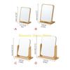 F26C Elegant Desk Makeup Mirror Cosmetic Mirror with Wooden Stand Vanity Mirror Rotatable Makeup Mirror Dormitory Room Decors