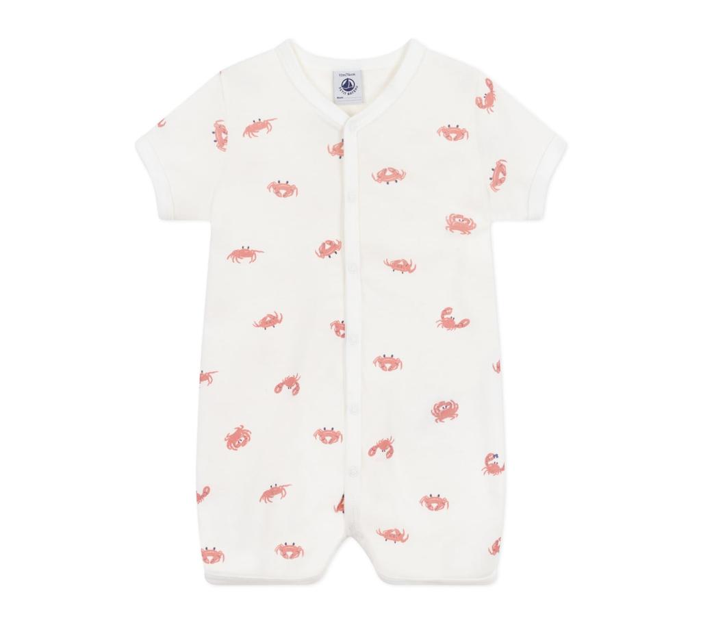 Short Romper A0CZ7 6 months 67cm [Petit Bateau] Off-white/Multicolor