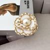 Korean Retro Camellia Pearl Chain Brooch