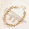 3 Pcs Rhinestone Imitation Pearl Earrings Necklace Set Two-Piece Vintage Choker Accessory Light Luxury Jewelry Sets Wedding