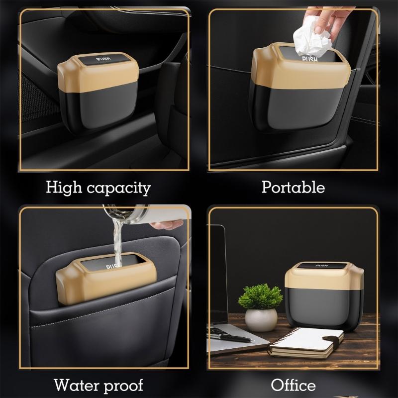Car Trash Can,Leakproof Small Trash Bin with Lid and Bags,Garbage Dust Case Storage Box Organizers