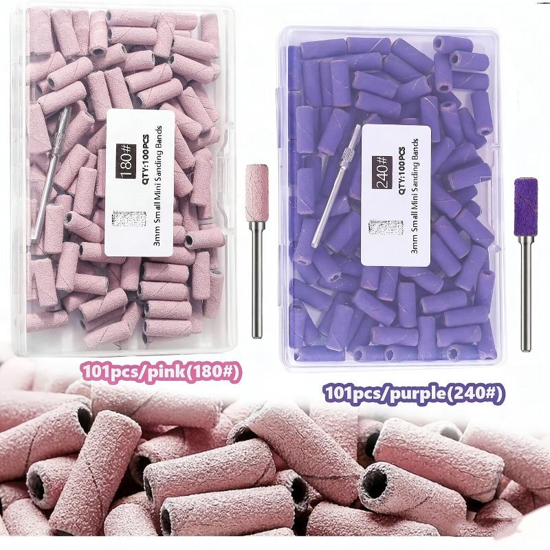 101Pcs Dead Skin Remover Mini Sanding Bands Kits Nail Drill Bits With Mandrel Electric Manicure Accessories Tool