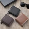 Business Short Anti Theft Brush Men's Retro Wallet Multi Slot Change Bag Zipper Horizontal