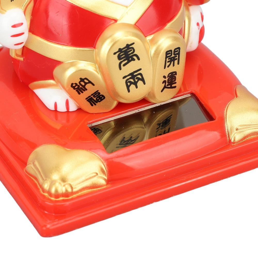Plastic Mini Desktop Fortune Cat 3.19x3.86in Light Driven Cat Figurine Home Corner Ornament