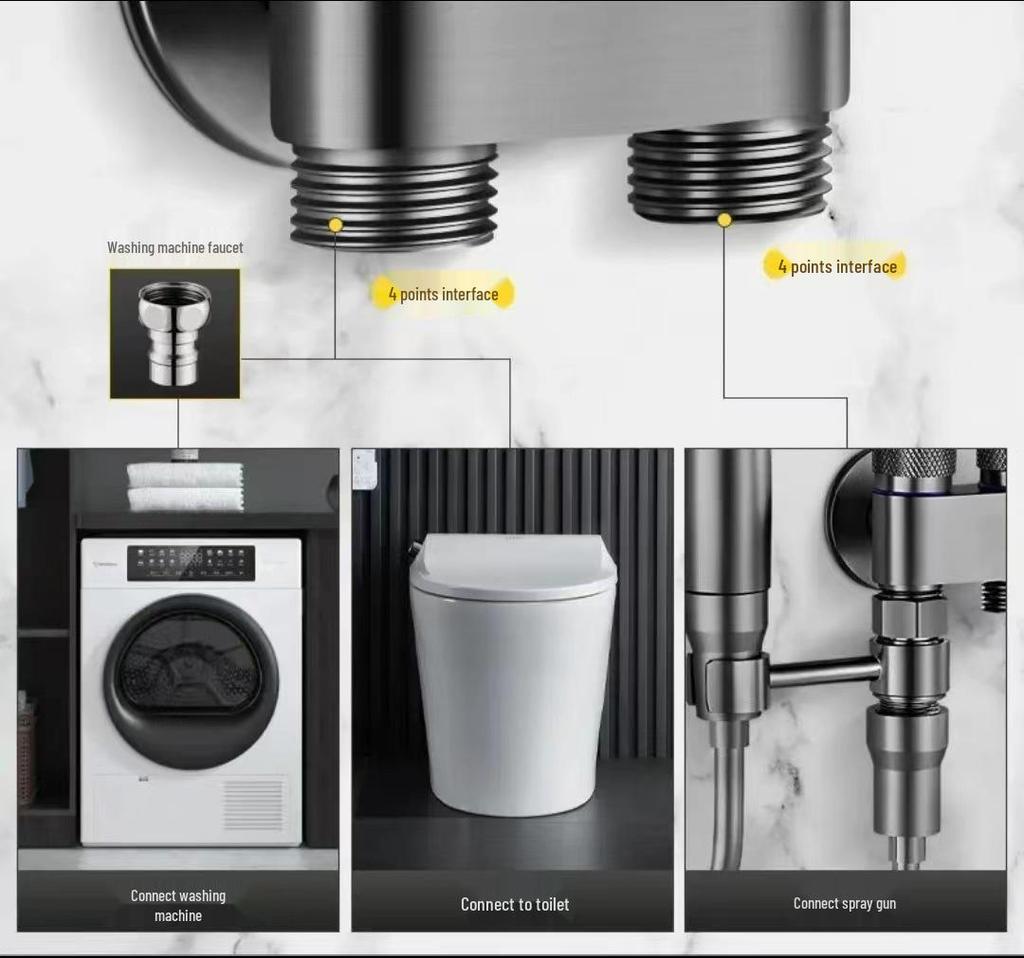 All-Copper Dual-Control Angle Valve & Spray Gun Bathroom Set