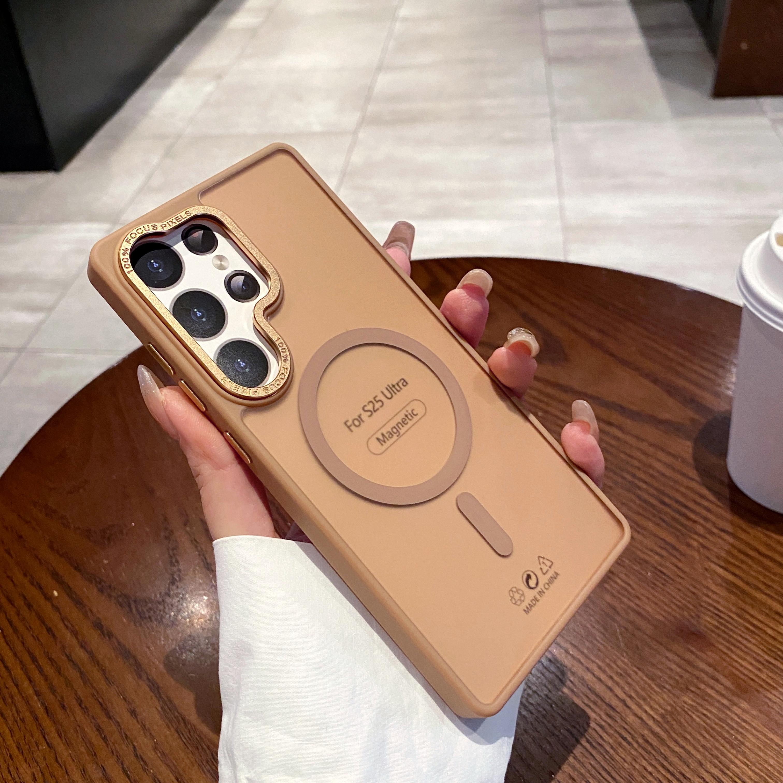 

Магнитный чехол для Samsung Galaxy S25 S24 S23 Plus Ultra Skin Friendly Touch полупрозрачный матовый ударопрочный женский мужской защитный чехол Samsung Galaxy S25 Ultra золотой