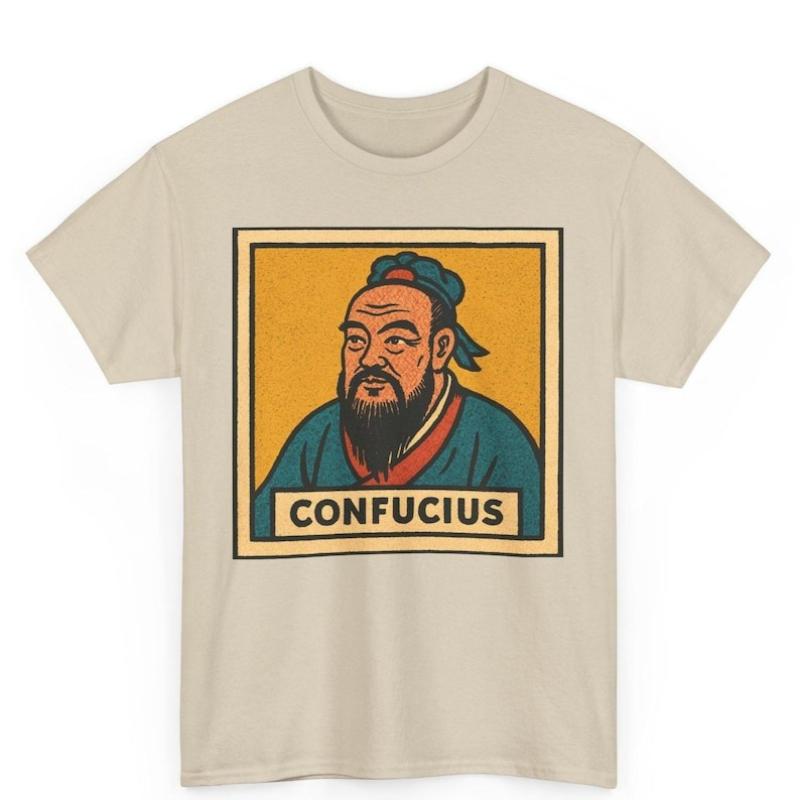 

Confucius Comic Trending TShirt Retro Chinese Philosopher Graphic Unisex Tee Commuter Allmatch Summer Tops Tee Shirt Short S