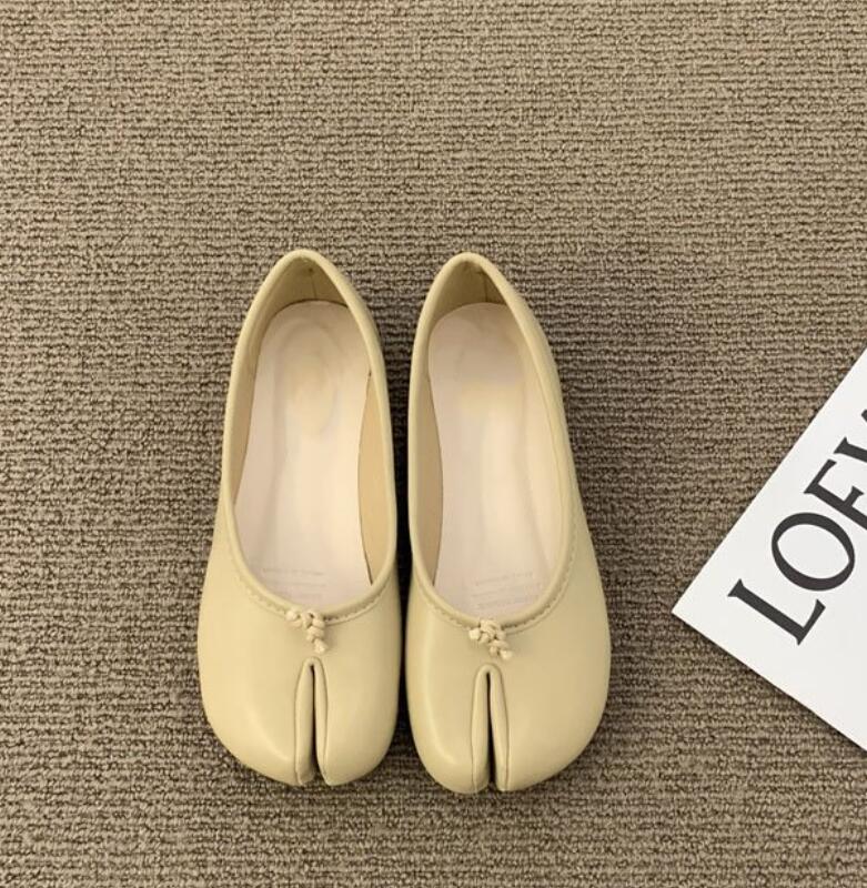 2025 Nouvelles Femmes Confortables Ballerines en Cuir Bout Sabot Fendu Mocassins Femme Mary Jeans Mocassins Chaussure Ballerine pour Dames