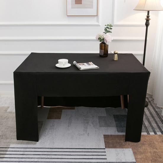 Fitted Tablecloth Polyester Open Back Table Cover Solid Color Washable Table Cloth for Meeting Party Wedding Banquet Birthday Decor