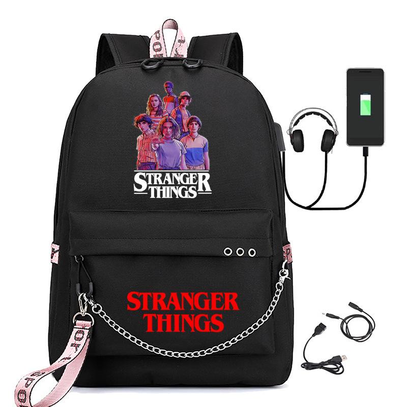 Stranger Things 4 Printed Usb Backpack Student Bag Stranger things backpack