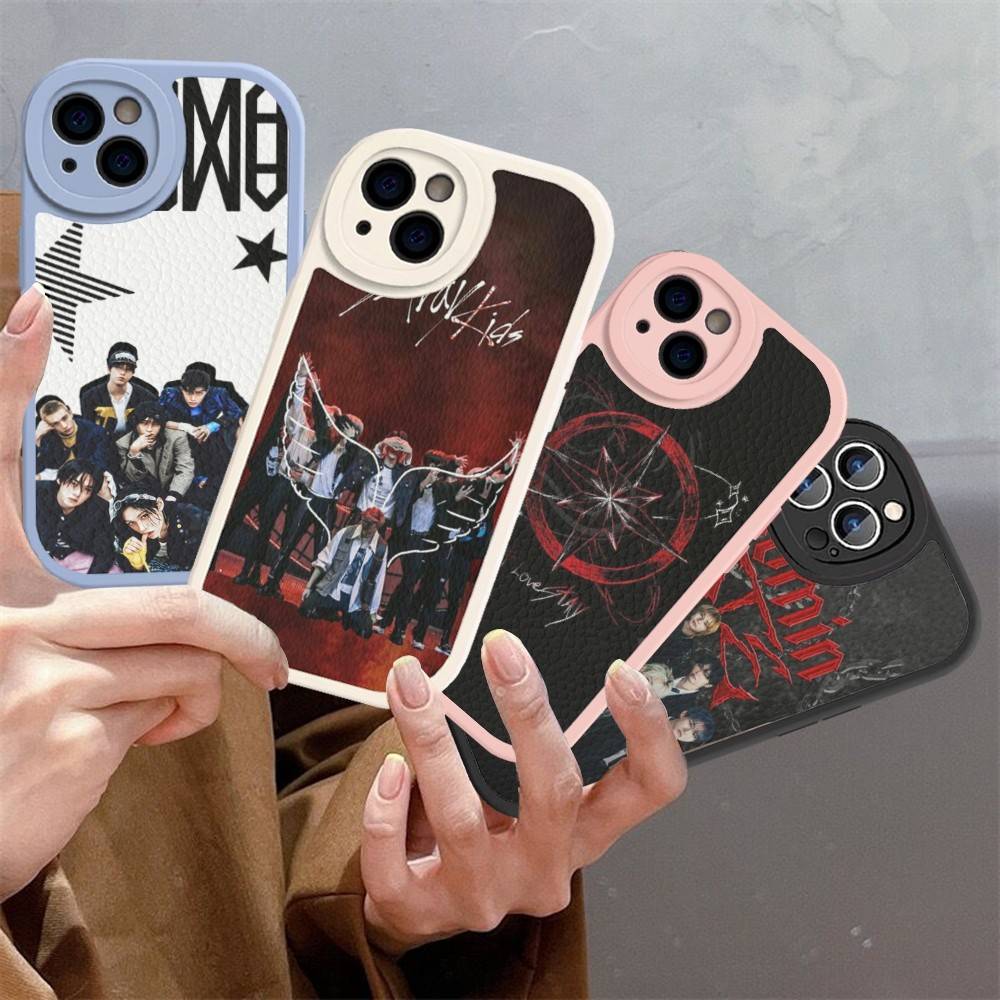 Kpop S-Stray K-Kids For IPhone 16 15 14 13 12 11 Pro Max Plus Shockproof Leather Soft Phone Cover