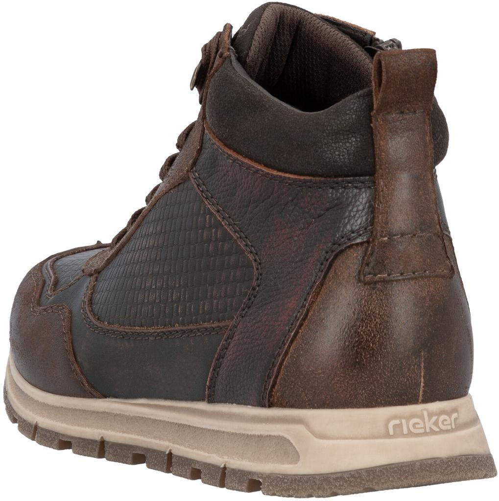 Rieker Boots Lace-up Boots with Inner Zipper Dark Brown