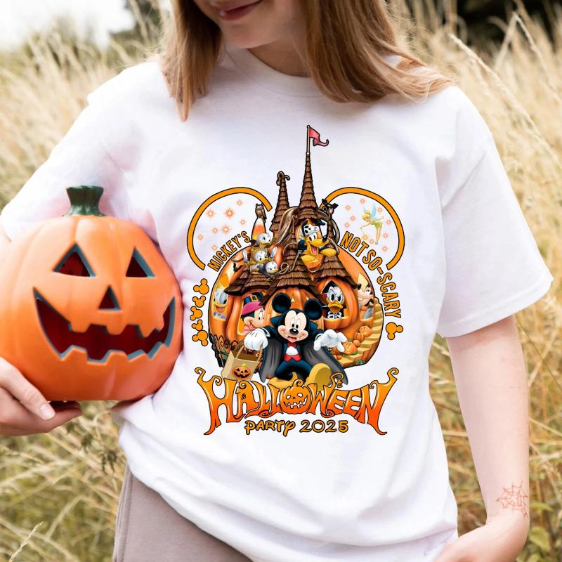 Mickey Halloween Castle Not Too Scary Halloween Party Unisex Tshirt New Casual Fashion Unisex and Women Couple Street Wear