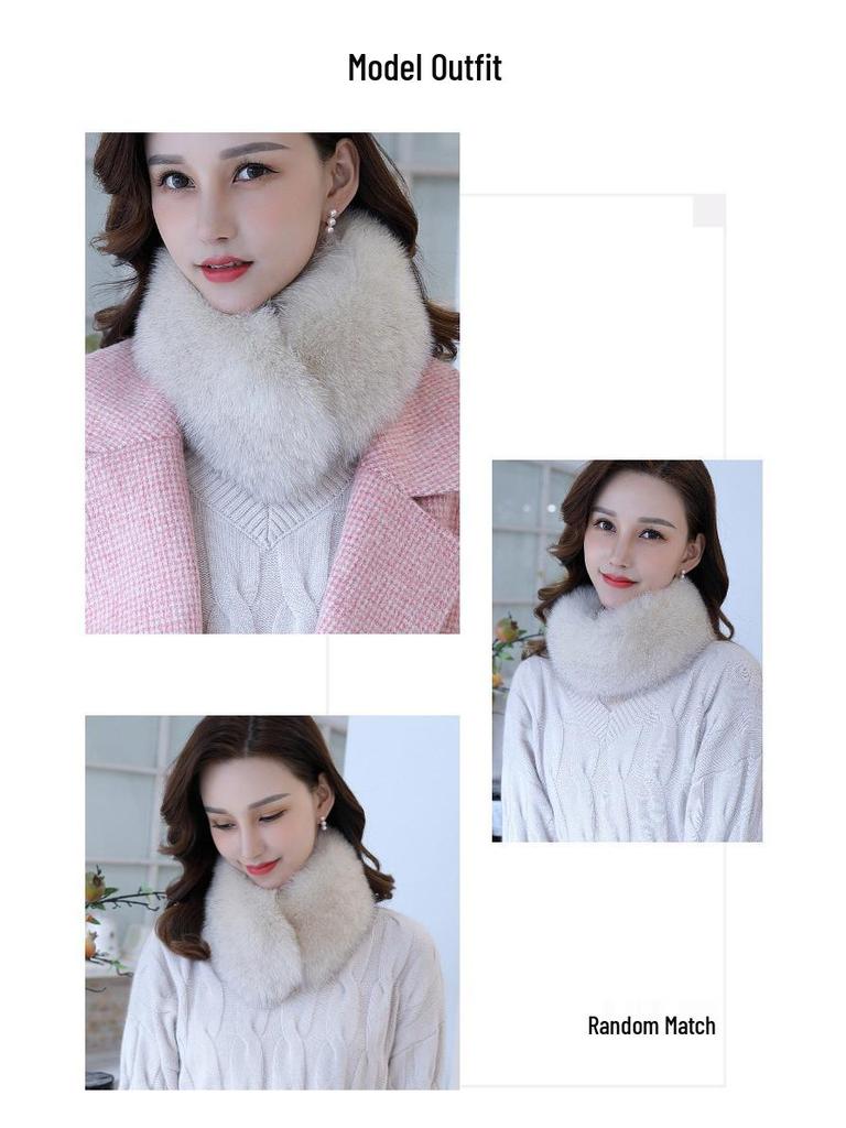 Faux Fur Snood Scarf with Magnetic Fox Fur Collar - Trendy Hanfu Down Jacket Accessory