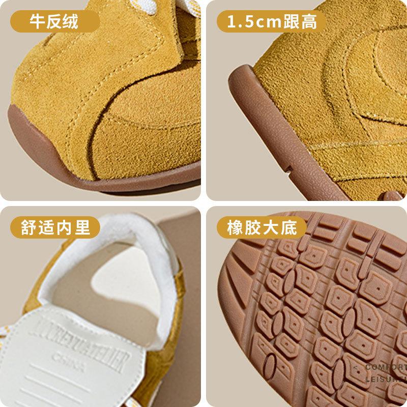 Red platform German training shoes women's versatile inner height increase casual shoes soft sole not tired feet leather retro sports shoes