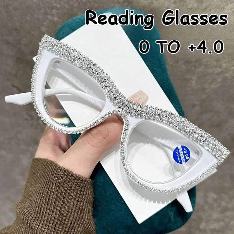 Unisex Neue stilvolle Lesebrille für Männer und Frauen Große Blaulichtfilterbrille Luxus Übergroße Cat Eye Weitsichtbrille