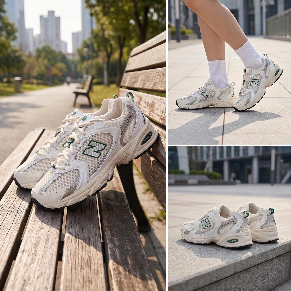 New Balance 530 נעלי סניקרס יוניסקס ירוק ביצות מלח ים לבן קרמי MR530SX