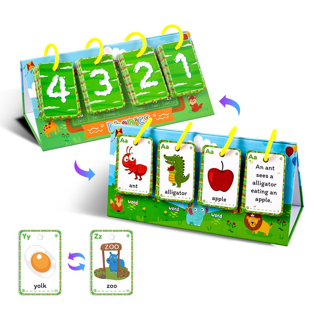 Children Table Model Visual Word Education Card 104PCS Natural Phonics Word Connected Sentences Letter Cognitive Educational Toy