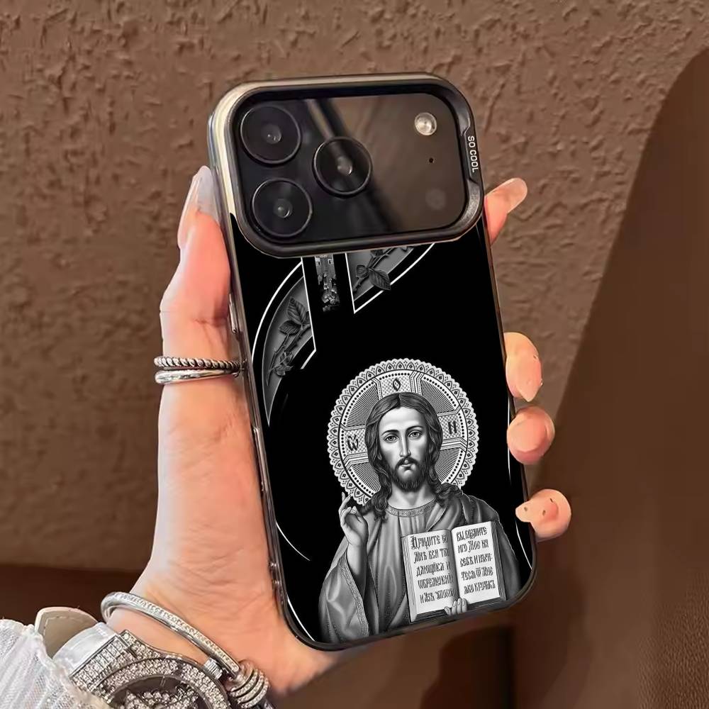 

Orthodox Cross Icon Church Phone Case For iPhone 17 16 15 14 13 12 11 Pro Max Plus Silver Matte Black Cover iPhone12PROMAX