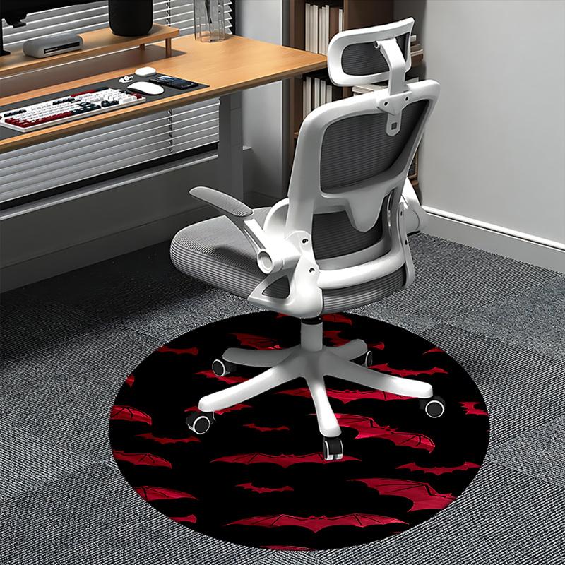 Red Bat Pattern Chair Mat - Round Carpet for Home Decor, Office Use, Living Room, Bedroom, Gift Idea0497b