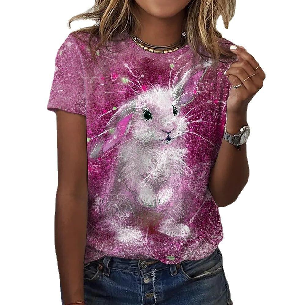 

European and American women s popular creative 3D digital printed T-shirt round neck top 3220 EMA 6XL