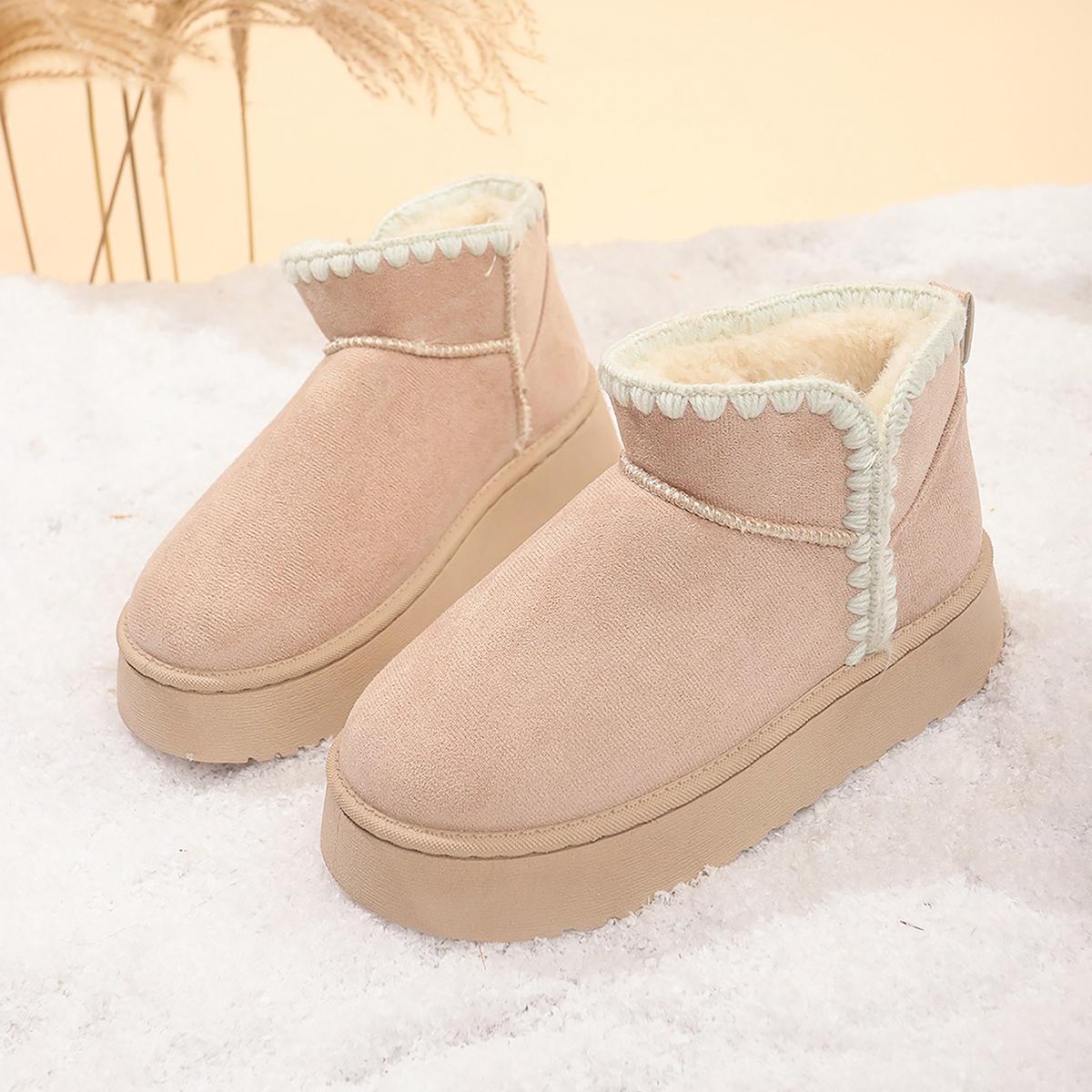 

Новая зимняя мода Толстоподошвенные сноубутсы На плоской подошве С плюшевой манжетой Хлопковая обувь Удобные до середины икры Повседневные женские ботинки 41 бежевый